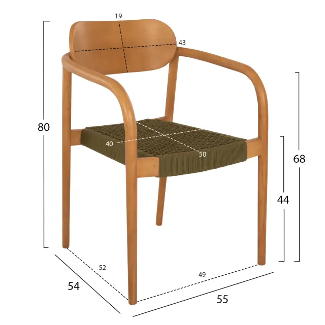 ΠΟΛΥΘΡΟΝΑ FB99636.05 ΞΥΛΟ TEAK ΦΥΣΙΚΟ & ΠΡΑΣΙΝΟ ΣΧΟΙΝΙ 55x54x80Yεκ. 2