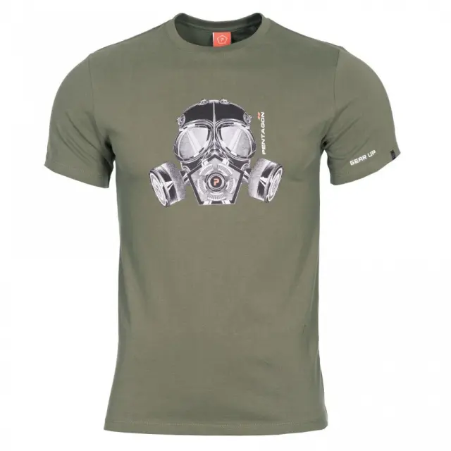Pentagon Ageron ''Gas Mask'' T-Shirt-Μπλουζάκι Μακό για Τακτική-Καθημερινή Χρήση - 06-Χακί-Olive Green