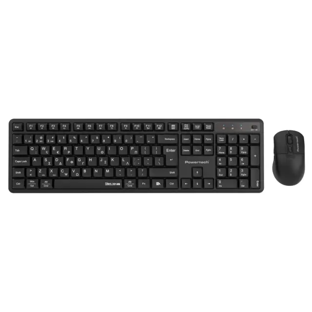 POWERTECH set ασύρματο ποντίκι + πληκτρολόγιο PT-1541, 2.4GHz, αθόρυβο, μαύρο