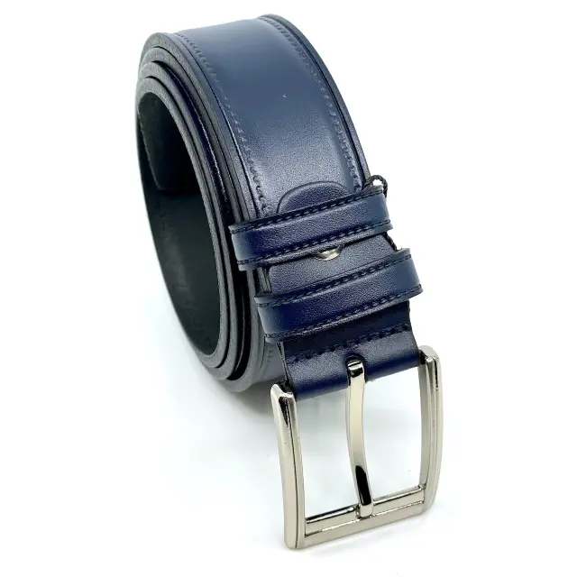 Μπλε Δερμάτινη Ζώνη Full Grain 3,5 cm - 110cm 3
