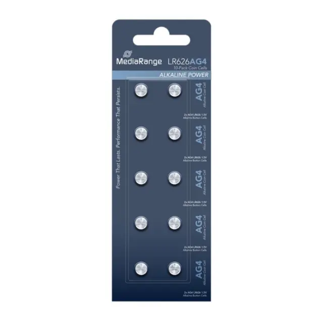 MediaRange Premium Alkaline Coin Cells AG4|LR626|1.5V Pack 10 (MRBAT111)