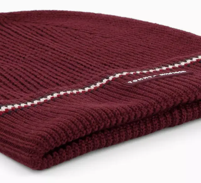 Tommy Hilfiger Beanie Γυναικείο Πλεκτό Σκουφάκι Σκούρο Κόκκινο 2