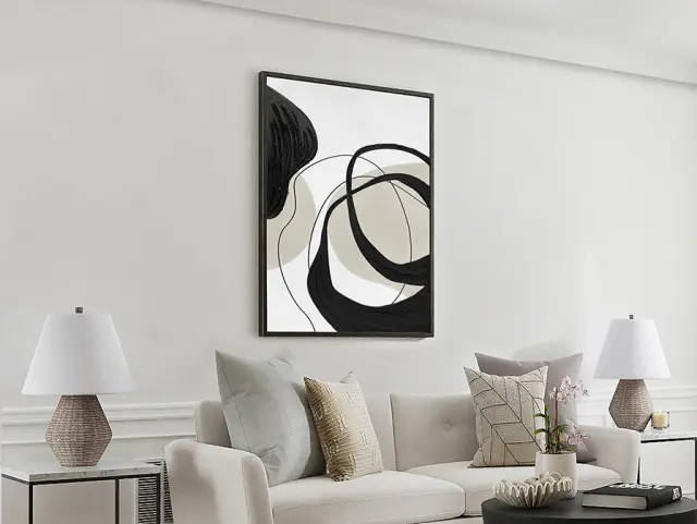 Actio I 386548 – Ζωγραφικός Πίνακας Acrylic 80x120cm με Μαύρο Πλαίσιο Άσπρο Γκρί
