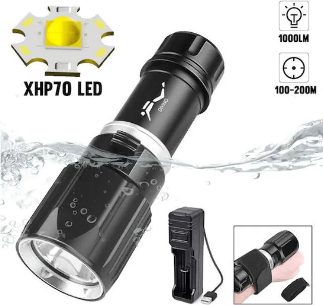 Επαναφορτιζόμενος Φακός LED IP68 με Μέγιστη Φωτεινότητα 1000lm 460023 2