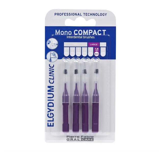 Elgydium Clinic Mono Compact Μεσοδόντια Βουρτσάκια 0.8mm σε χρώμα Μωβ 4τμχ