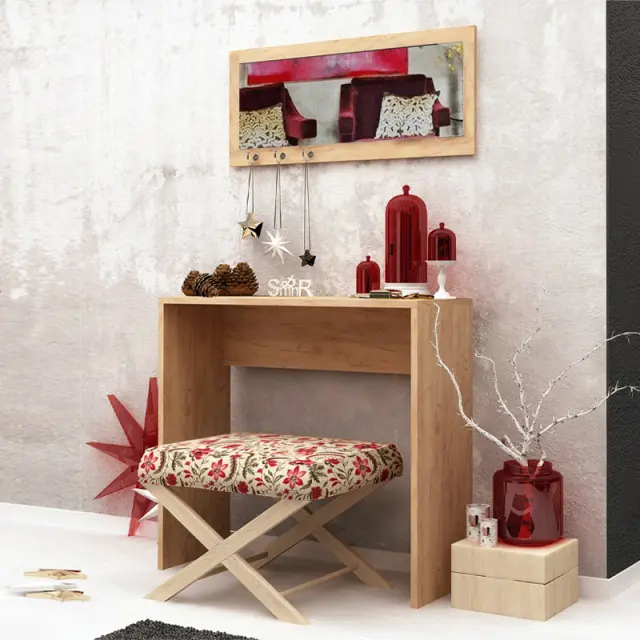 Κονσόλα με καθρέπτη Cosenza Megapap χρώμα oak 80x30x82εκ.