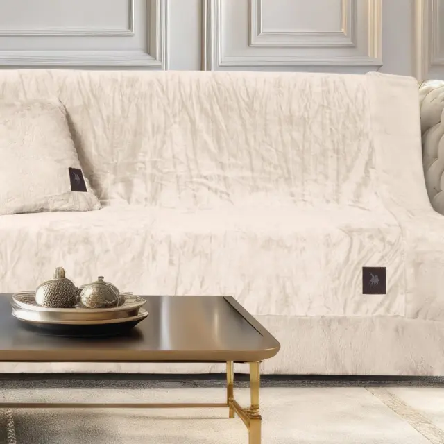 Ριχτάρι Τριθέσιο 180x300 Velvet Premium Greenwich Polo Club 3968 Ivory 100% Πολυέστερ 2
