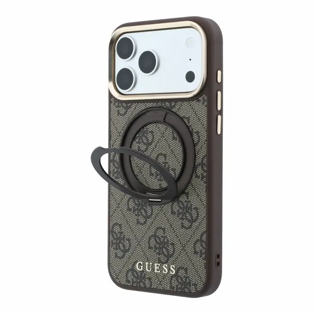 Guess PU 4G Ring Stand MagSafe Case for iPhone 18 Pro Max Brown 2