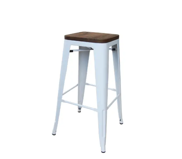Σκαμπώ Bar RELIX Μέταλλο/Ξύλο Άσπρο/Δρυς Σκούρο 43x43 H.76cm