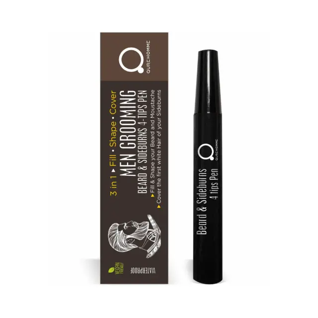 Men Grooming Beard and Sideburns 4 tips Pen Black - Μαύρο Πενάκι κάλυψης - γεμίσματος γενειάδας και φαβορίτας από την Qure