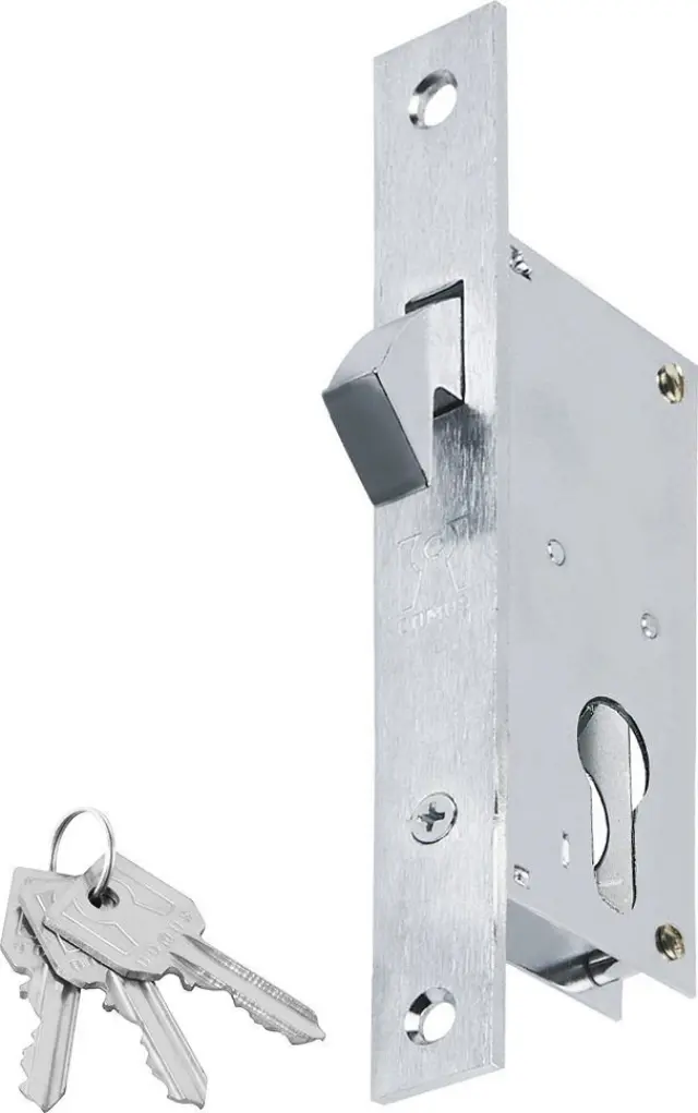Domus 95030 - Κλειδαριά Συρόμενων Θυρών Γάντζου 30mm μόνο Σώμα σε Ασημί Χρώμα