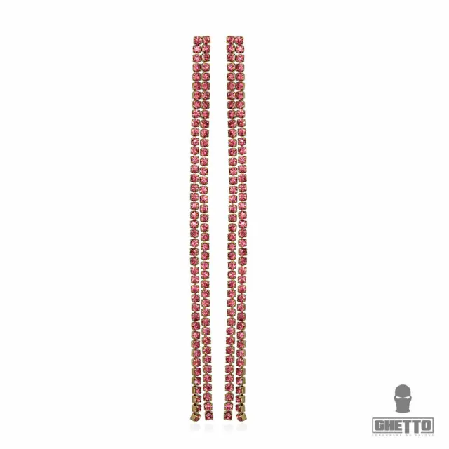 Ghetto Color Crystal Long Chain Earrings Women Red