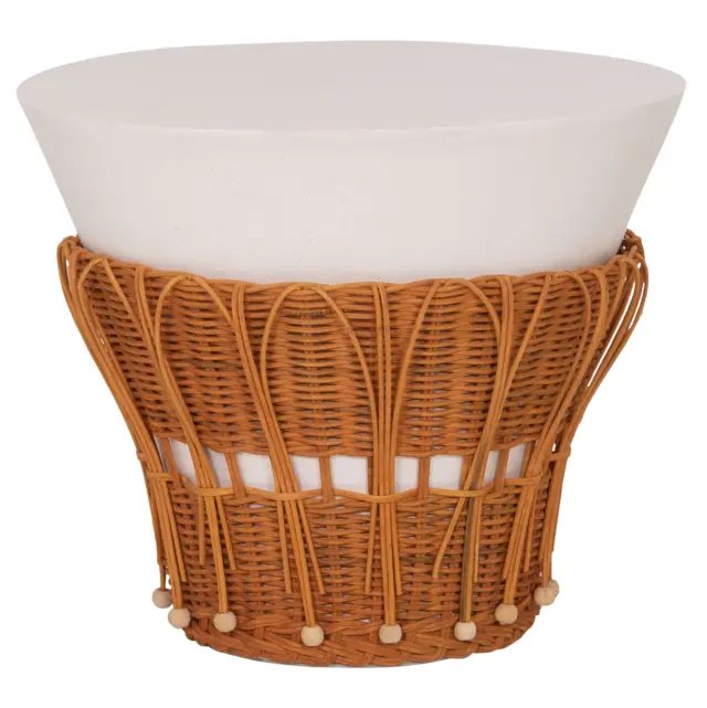 ΤΡΑΠΕΖΙ ΒΟΗΘΗΤΙΚΟ FB918164.02S FIBER CEMENT ΛΕΥΚΟ-ΦΥΣΙΚΟ RATTAN--Φ42x36Υεκ