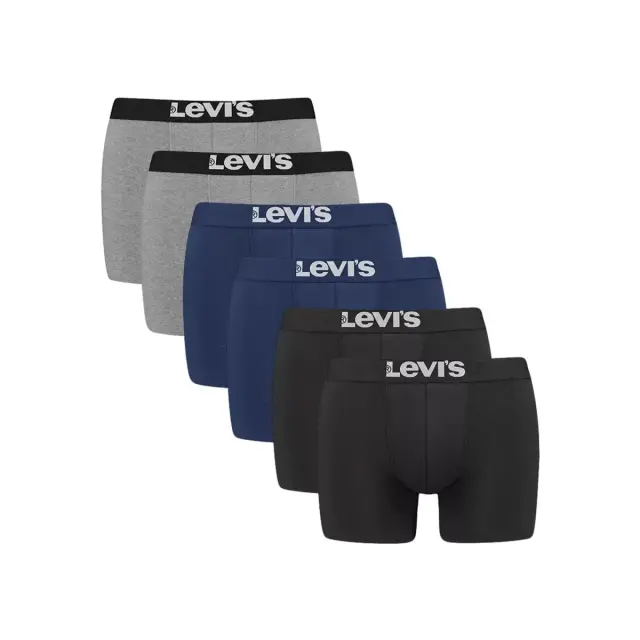 Levi's Ανδρικό Boxer Solid Basic Organic Cotton - Εξάδα, Χρώμα Μαύρο-Γκρι Μελανζέ