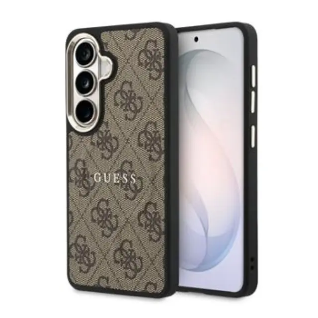 Guess PU Leather 4G Gold Frame Magnetic Case for Samsung Galaxy S26+ Brown