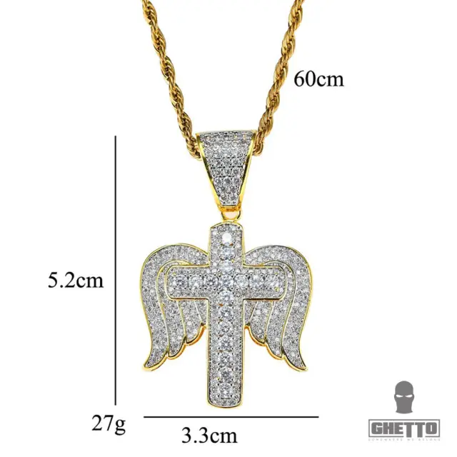 Ghetto Cross CZ Stones Necklace Hip Hop 3