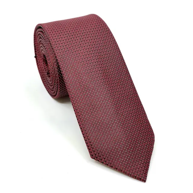 Μπορντό Γραβάτα Microfiber Σετ με Μαντηλάκι