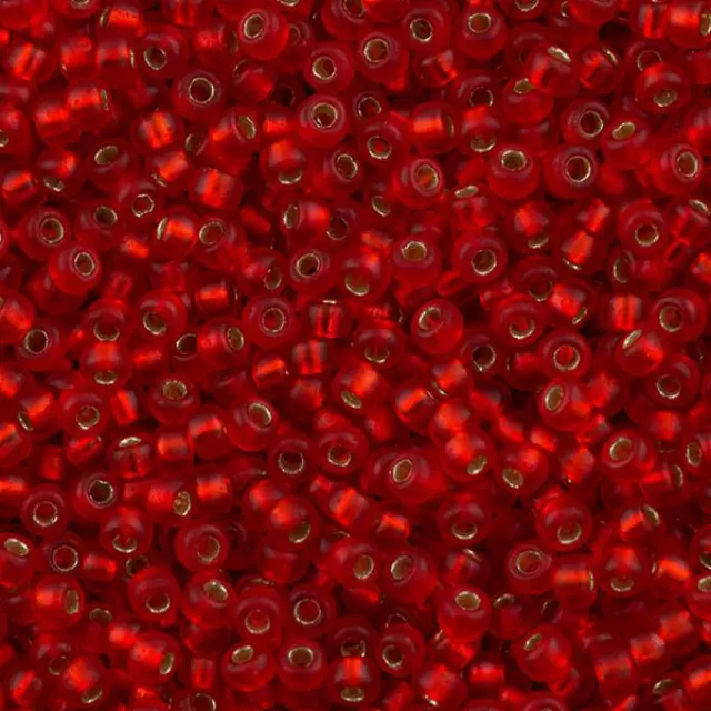 Χάντρα Miyuki Round Rocailles 8/0 - 10F - Matte Silver Lined Flame Red ~25gr