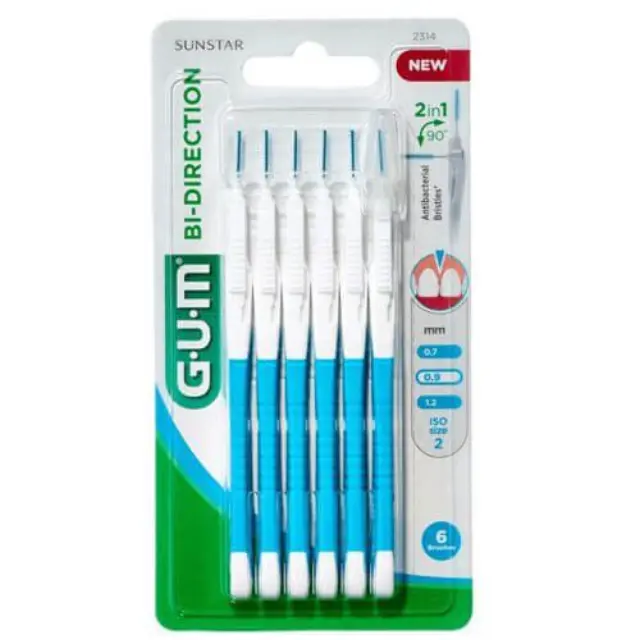 Gum Bi-direction 2314 2 in 1 Ultra-Micro Fine Μεσοδόντια Βουρτσάκια 0.9mm, 6τμχ