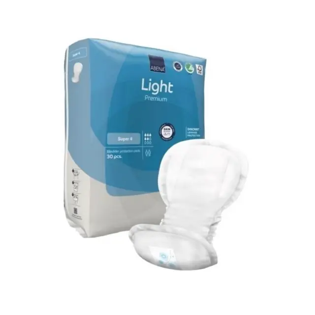 ABENA Light Premium Super 4 Unisex Σερβιέτες Ακράτειας Κανονικής Ροής 5 Σταγόνες 30τμχ