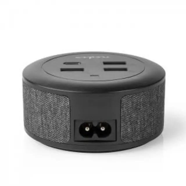 Universal επιτραπέζιος φορτιστής με 4 εξόδους (1x USB-C & 3x USB-A), 3.0A, σε γκρι/μαύρο χρώμα. 3