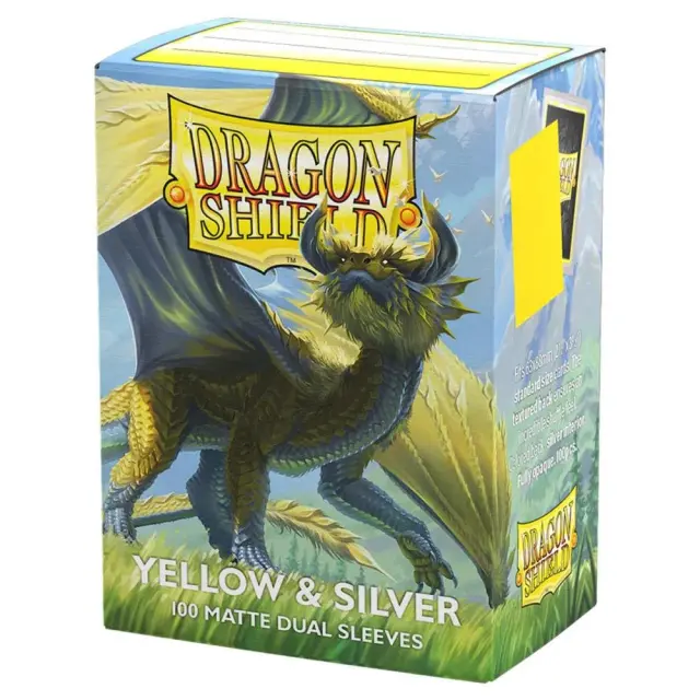 Dragon Shield Sleeves - Standard size - Matte Dual - Yellow & Silver (100 Sleeves)