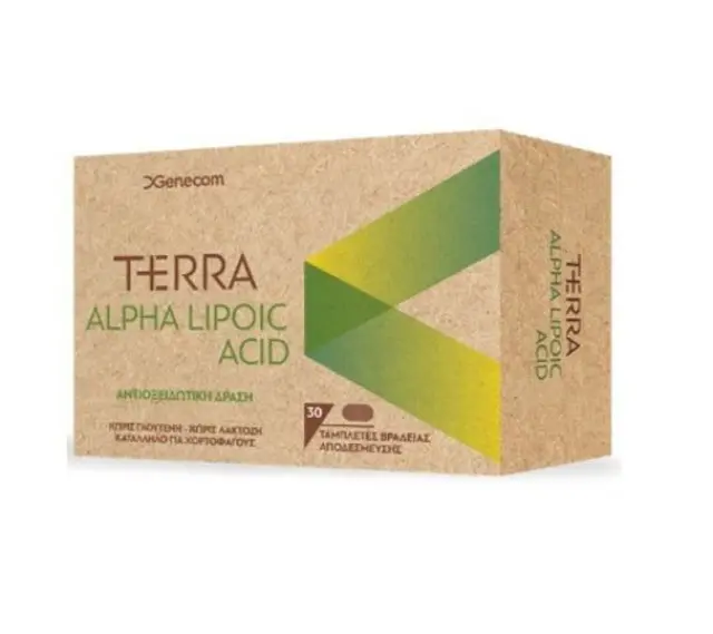 Genecom Terra Alpha Lipoic Acid Συμπλήρωμα Διατροφής με Άλφα Λιποϊκό Οξύ, Φυσικά Εκχυλίσματα, Βιταμίνες και Μέταλλα που Προσφέρει Αντιοξειδωτική Δράση, 30tabs