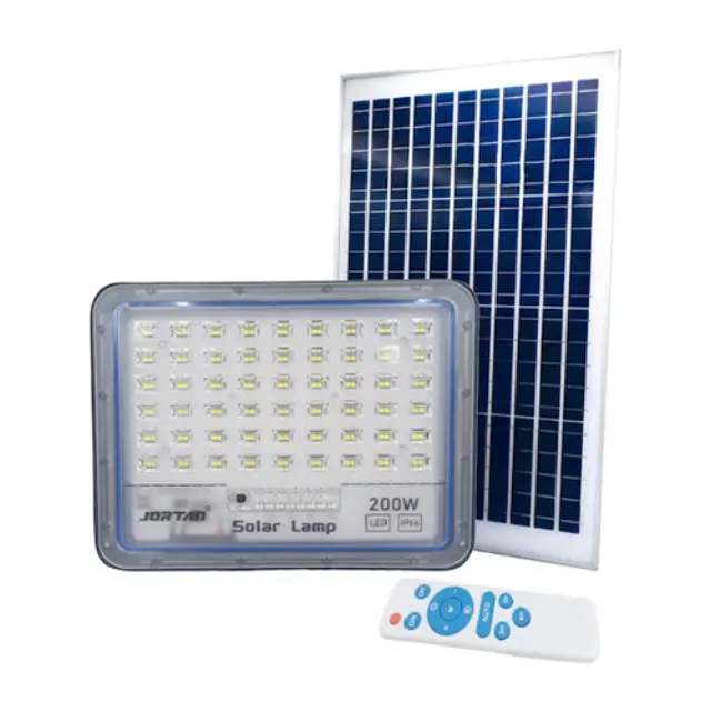 Led Αδιάβροχος Ηλιακός Προβολέας 200W 9000LM με Πάνελ και Τηλεχειριστήριο Jortan JT-BS200W