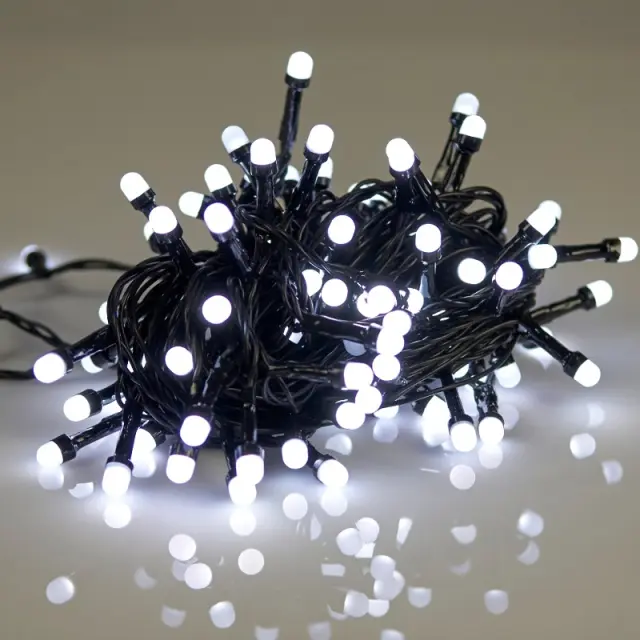 Φωτάκια 100L Milky Led Mε Eπεκτεινόμενο Mαύρο Kαλώδιο - Λευκό Λαμπάκι 31V