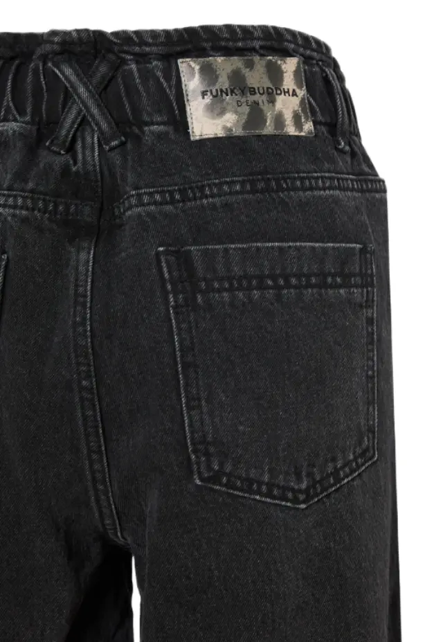 FunkyBuddha γυναικείο ψηλόμεσο paperbag τζιν παντελόνι baggy fit FBL014-165-02-1 2