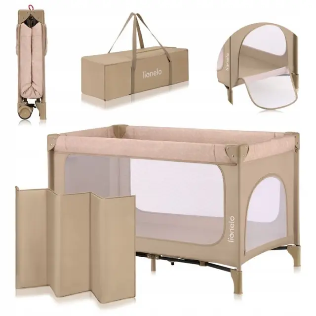 Lionelo Jasmin Easy Fold Παρκοκρέβατο 2 Επιπέδων Beige Sand