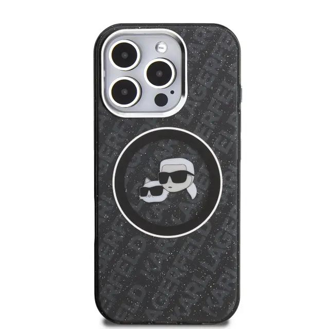Karl Lagerfeld IML K&CH Heads Repeated Logo MagSafe Case for iPhone 16 Pro Max Black 3
