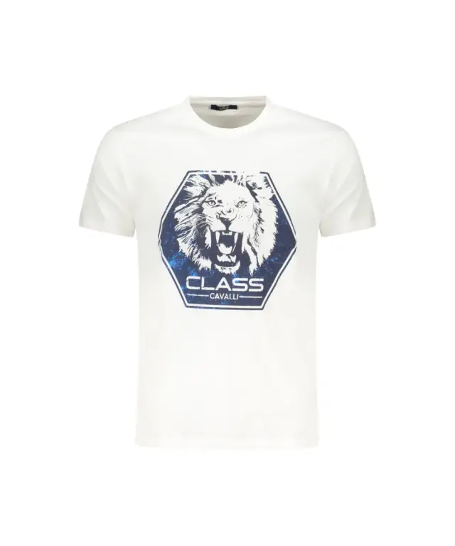 Cavalli Class - Ανδρική Μπλούζα T-Shirt Κοντομάνικη Short Sleeve TXT60PJD060-00533 Λευκό
