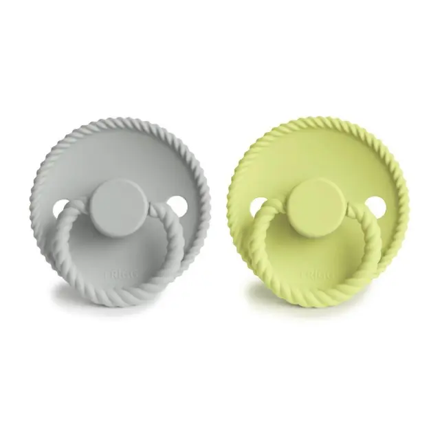 Σετ 2 Πιπίλες Σιλικόνης FRIGG Rope Silver Gray/Green Tea 6-18 Μηνών Baby Oliver 2