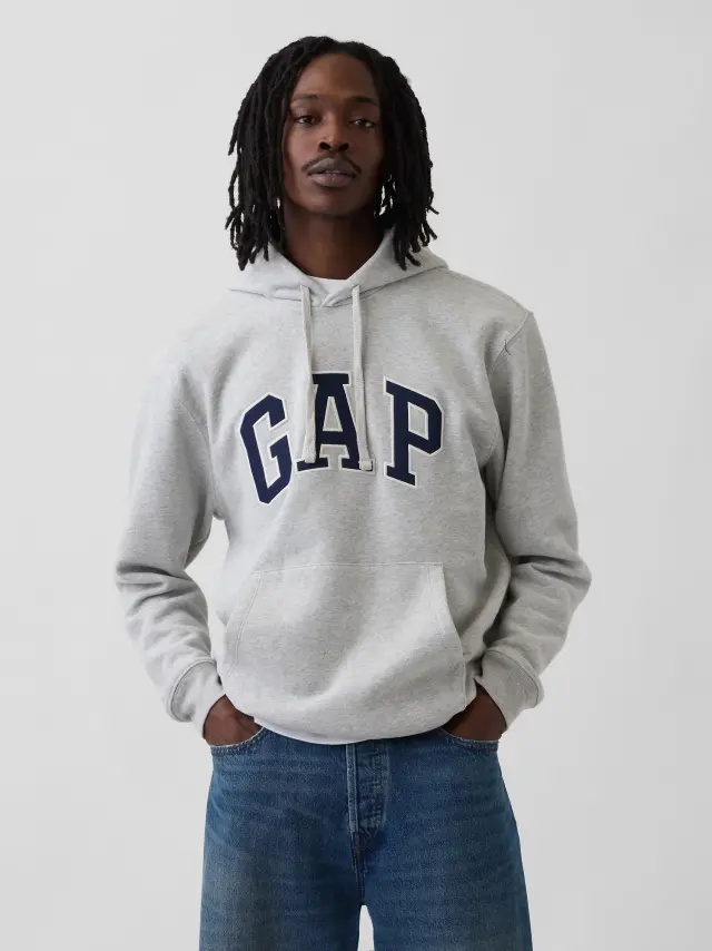 Ανδρικό Φούτερ με Κουκούλα VintageSoft με Λογότυπο Light heather grey