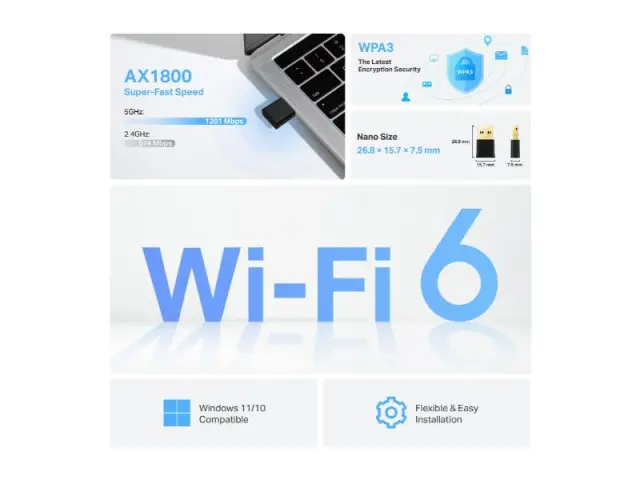 TP-LINK AX1800 Nano Dual Band Wi-Fi 6 USB Adapter (ARCHER TX20U NANO) (TPARCHERTX20UNANO) 2