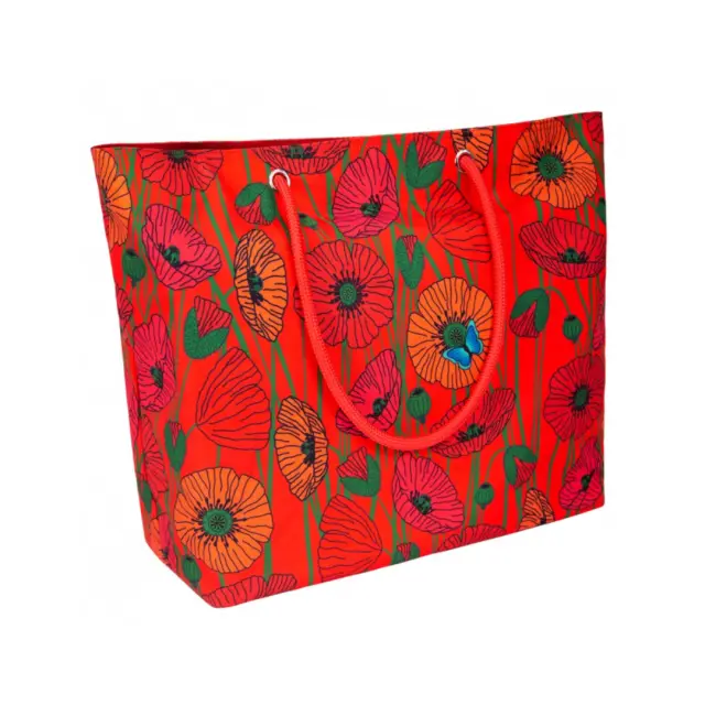 Pylones Μεγάλη Υφασμάτινη Τσάντα Θαλάσσης / XL Beach Bag (7 σχέδια) Coquelicots