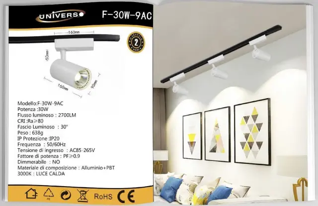 UNIVERSO LED Φωτιστικό Οροφής F30W-9AC 30W 3000K Λευκό Χρώμα