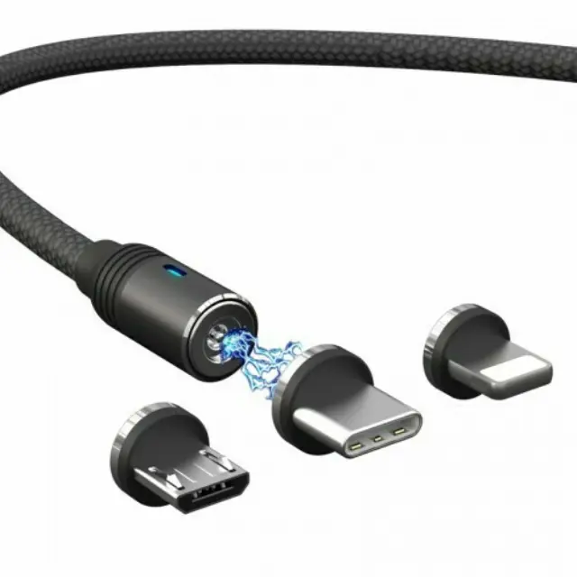 Moxom Magnetic USB to Lightning / Type-C / micro USB Cable Μαύρο 1m (MX-CB83)