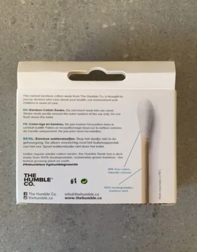 The Humble Co. Natural Cotton Swabs Μπατονέτες Μπαμπού Λευκές, 100τμχ