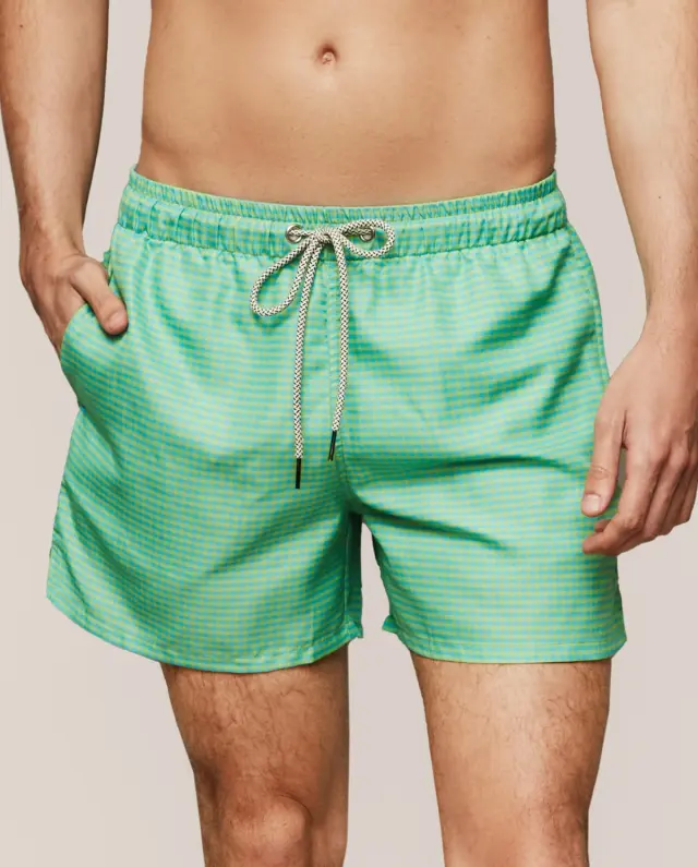 Selmark Ανδρικό Μαγιό Shorts Μικρό Καρό Verde - L 2