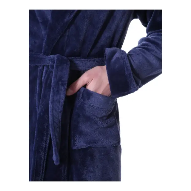 Mario Uomo Ανδρική Ρόμπα Fleece, Χρώμα Σκούρο Μπλε 3
