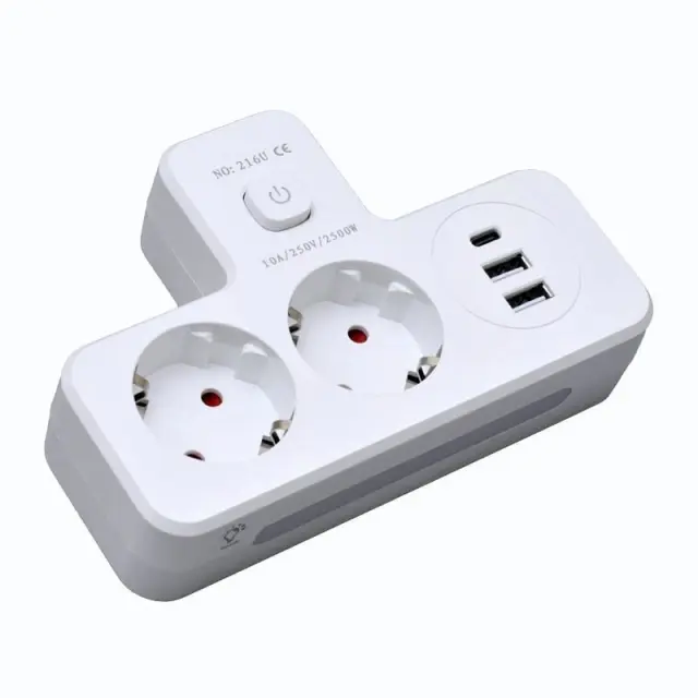 ΠΟΛΥΠΡΙΖΟ 2500W ΜΕ 2 ΠΡΙΖΕΣ, 2 ΘΥΡΕΣ USB-A, 1 ΘΥΡΑ USB-C & ΔΙΑΚΟΠΤΗ QH-05187