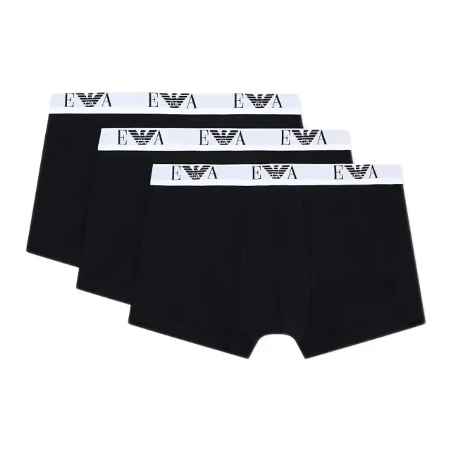 Emporio Armani Ανδρικό Boxer Bold Eagle Logo Waistband - Τριπλό Πακέτο, Χρώμα Μαύρο-Μαύρο-Μαύρο