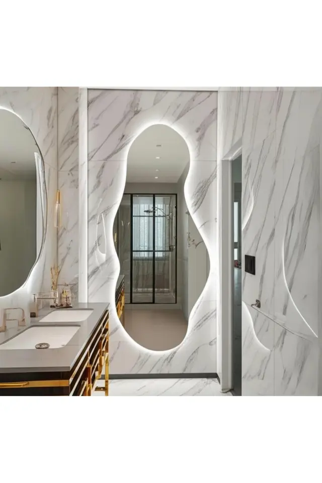 Stewehome Ηλεκτρικός καθρέφτης με LED φωτισμό Κίτρινο 110x65 cm 2
