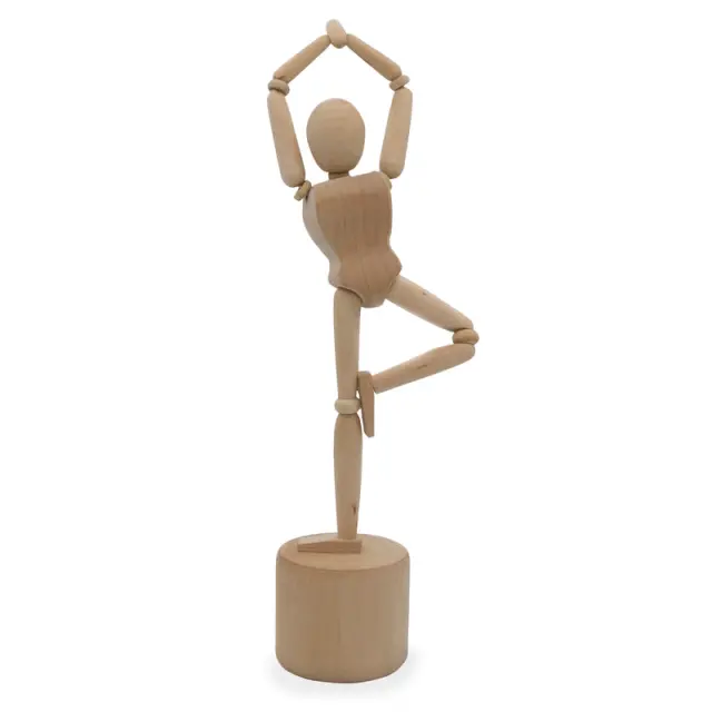 Ξύλινο κουκλάκι Kikkerland Yogi Push Puppet-birchwood- GG193-4,8 x 4,8 x21 cm