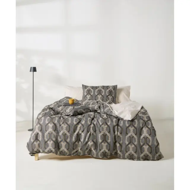 Σετ Σεντόνια Υπέρδιπλα 4 Τεμαχίων Kentia Alexei 15 Grey-Black-Mustard-Off White 240x270