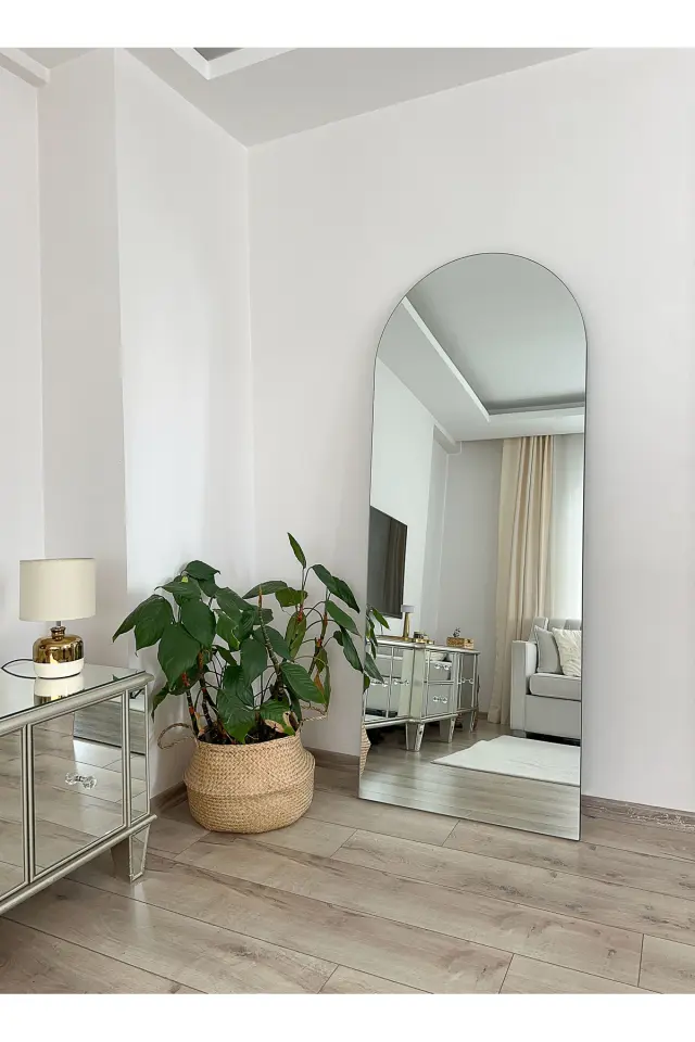 Stewehome Οβάλ επιδαπέδιος καθρέφτης χωρίς πλαίσιο Λευκό 180x70 cm 3