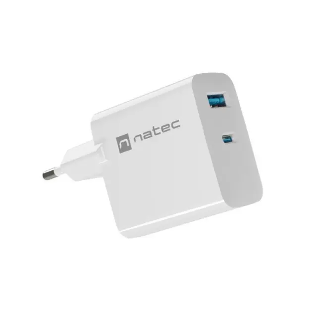 Natec Charger Ribera GaN 65W USB-A USB-C White (NUC-2144)