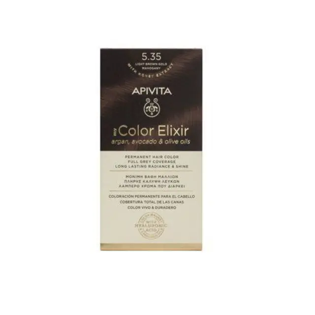 Apivita My Color Elixir 5.35 Μόνιμη Βαφή Μαλλιών Καστανό Ανοιχτό Μελί Μαονί, 50ml